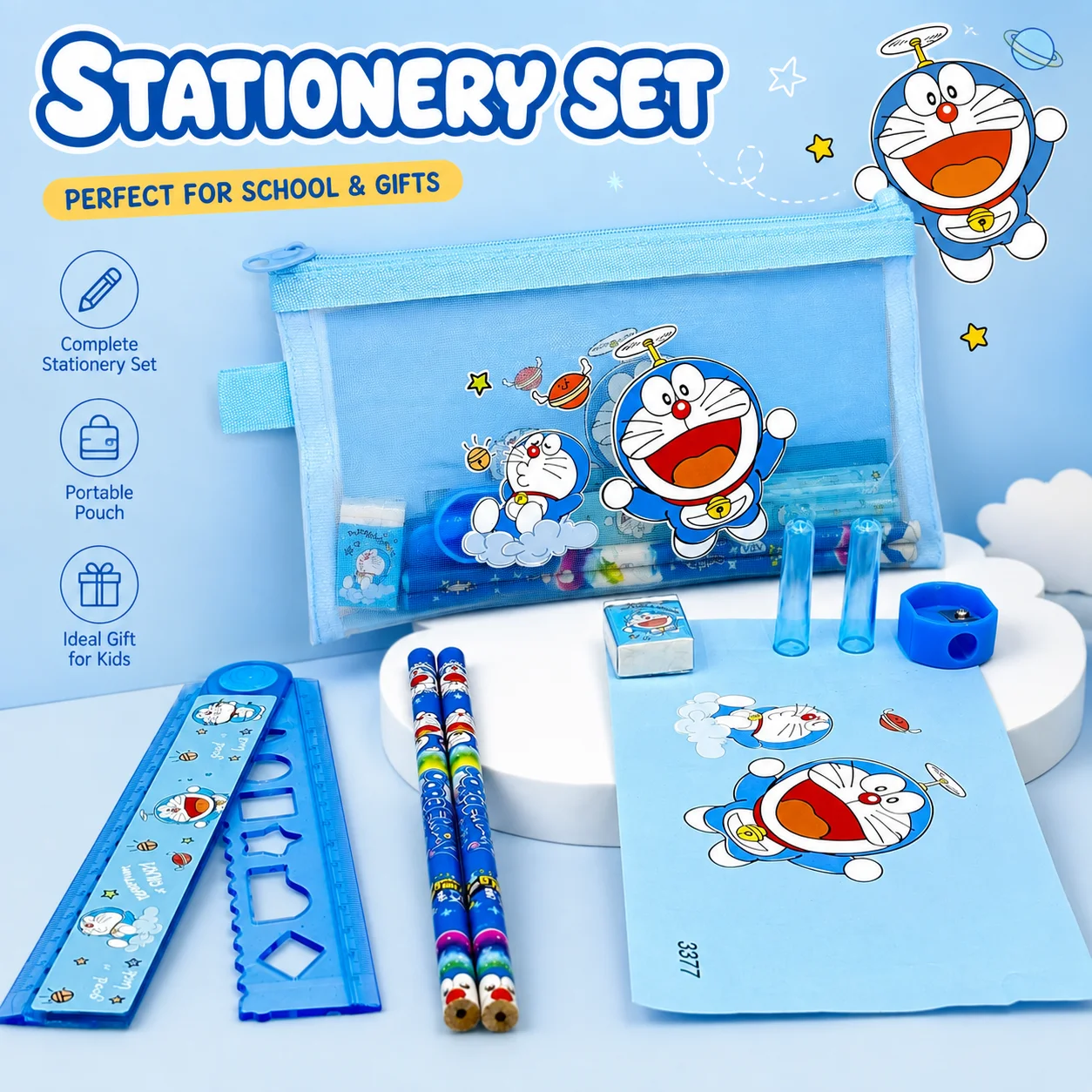 Stationery Supplier - Uroczy, niebieski zestaw artykułów piśmienniczych dla